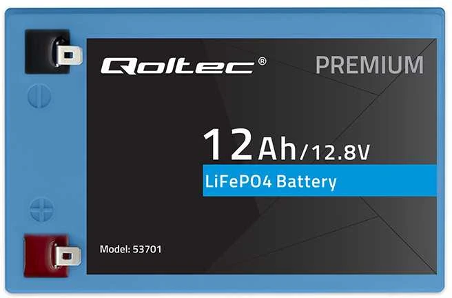 QOLTEC 53701 LiFePO4 ličio geležies fosfato baterija / 12,8V / 12Ah / 153,6Wh / BMS