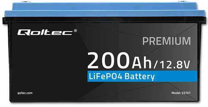 Qoltec akumuliatorius LiFePO4 ličio-geležies-fosfato | 12,8 V | 200 Ah | 2560 Wh | BMS