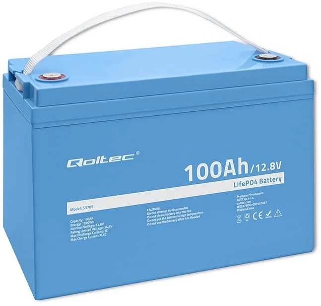 Qoltec LiFePO4 12V 100Ah akumuliatorius su rankena
