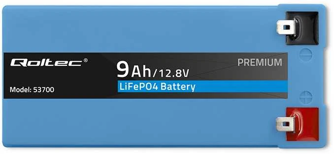 QOLTEC 53700 LiFePO4 ličio geležies fosfato baterija / 12,8V / 9Ah / 115,2Wh / BMS