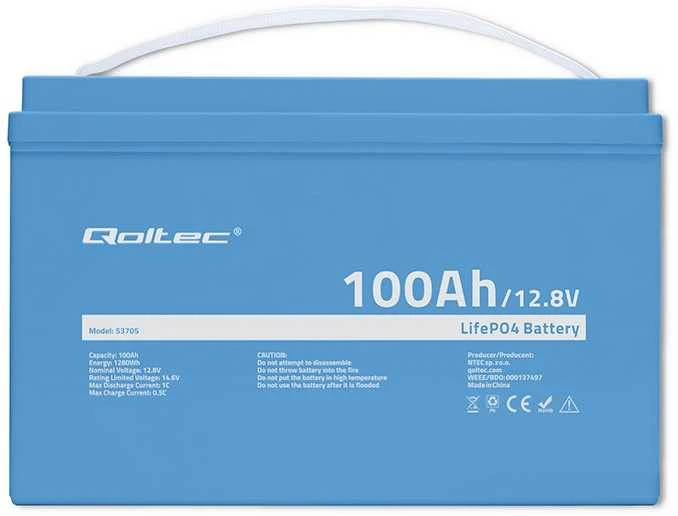 Qoltec Akumuliatorius LiFePO4 Ličio geležies fosfatas | 12,8 V | 100Ah | 1280Wh | BMS