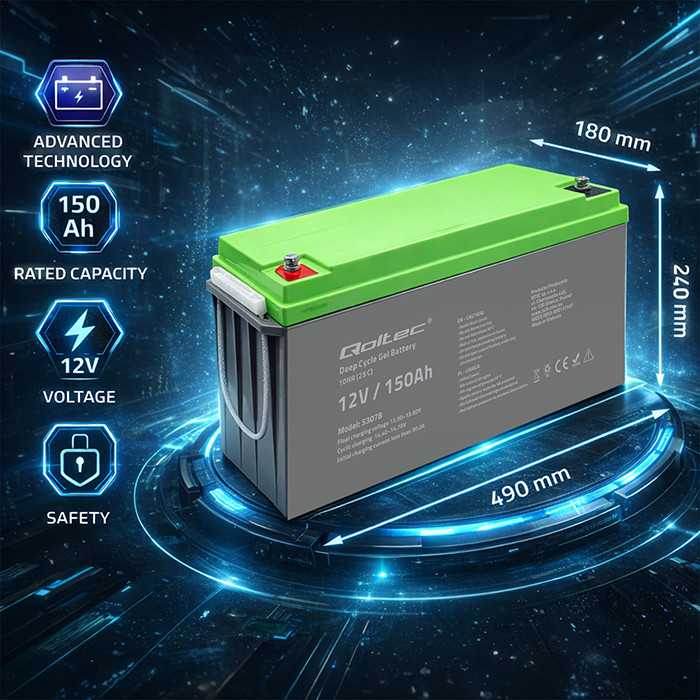 QOLTEC 53078 Deep Cycle Gel baterija 12V 150Ah