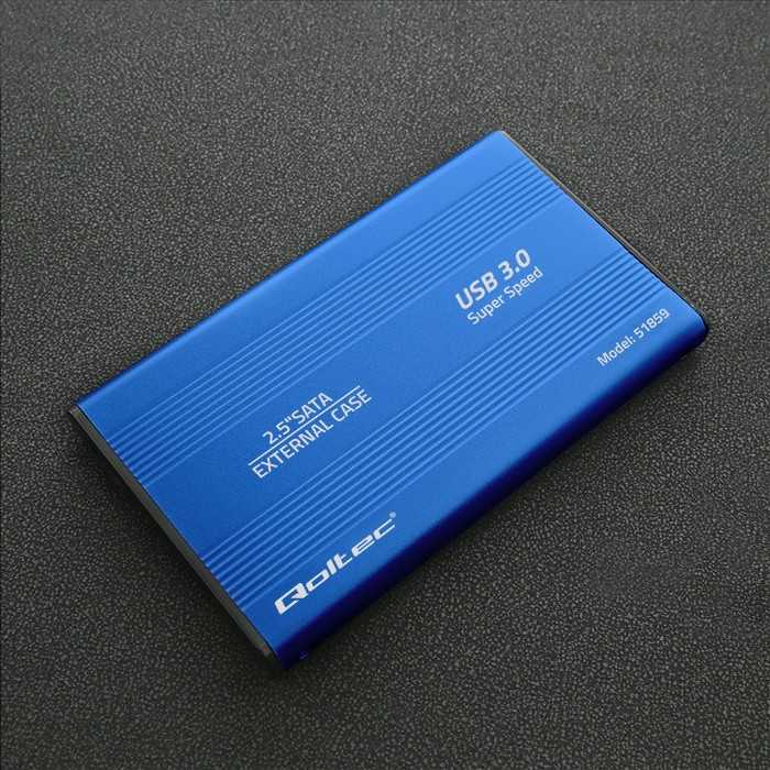 QOLTEC išorinio kietojo disko dėklas HDD/SSD 2.5" SATA3 USB 3.0 Mėlyna