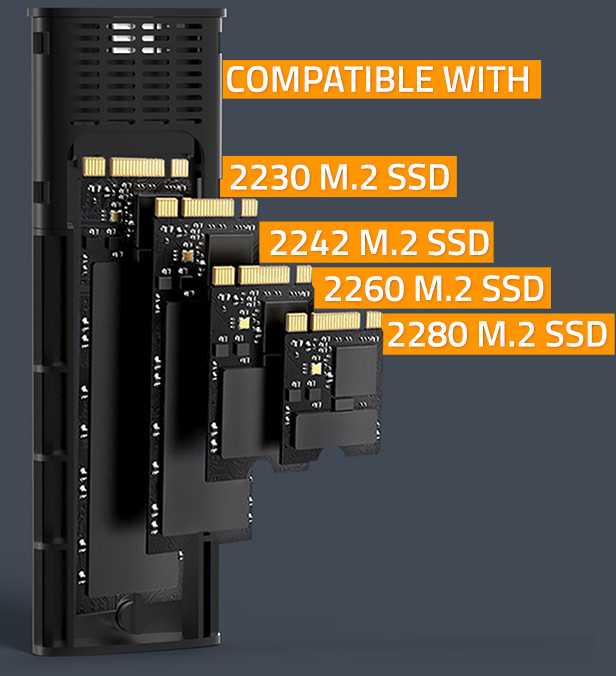 Išorinio kietojo disko dėklas Aliumininis korpusas skirtas diskui m.2 SSD nvme pcie usb 3.1 super greitis 10gb/s 4tb grafitinis Qoltec