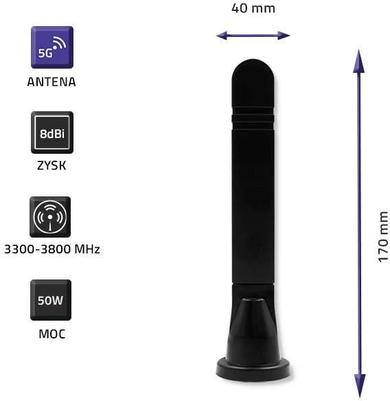 QOLTEC 57033 5G LTE daugiakryptis DUAL 8dBi vidinis