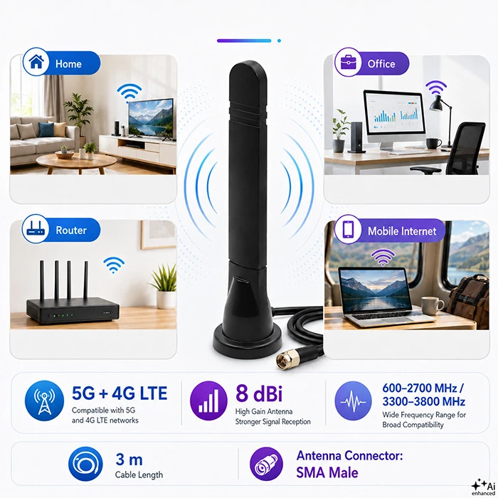 QOLTEC 57033 5G LTE daugiakryptis DUAL 8dBi vidinis