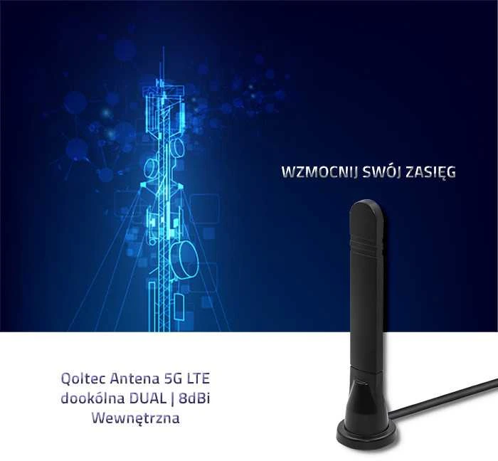 QOLTEC 57033 5G LTE daugiakryptis DUAL 8dBi vidinis