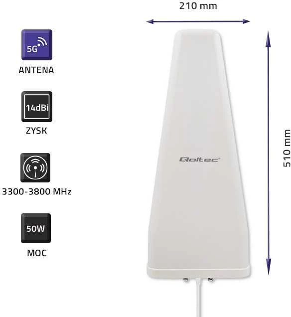 QOLTEC 57032 Antenna 5G LTE DUAL 14 dBi Outdoor
