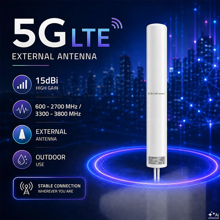 QOLTEC 57034 Antenna 5G LTE DUAL 15 dBi Outdoor