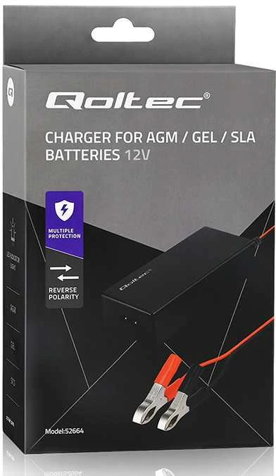 Qoltec Automatinis 12V 4A AGM GEL baterijų įkroviklis su LED ir 1.8m kabeliu
