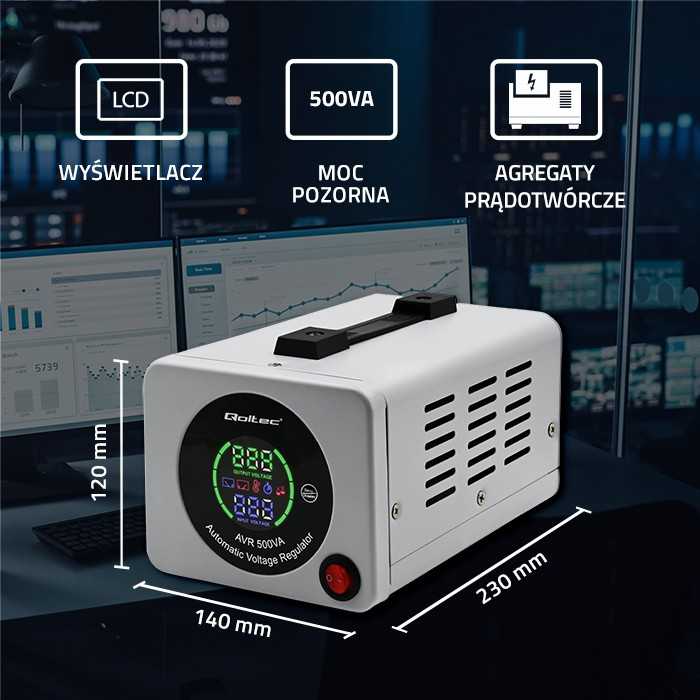 QOLTEC 50722 Automatic Voltage Stabilizer AVR 500VA