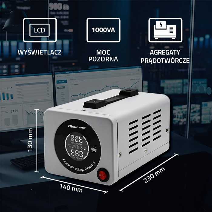 QOLTEC 50723 Automatic Voltage Stabilizer AVR 1000VA