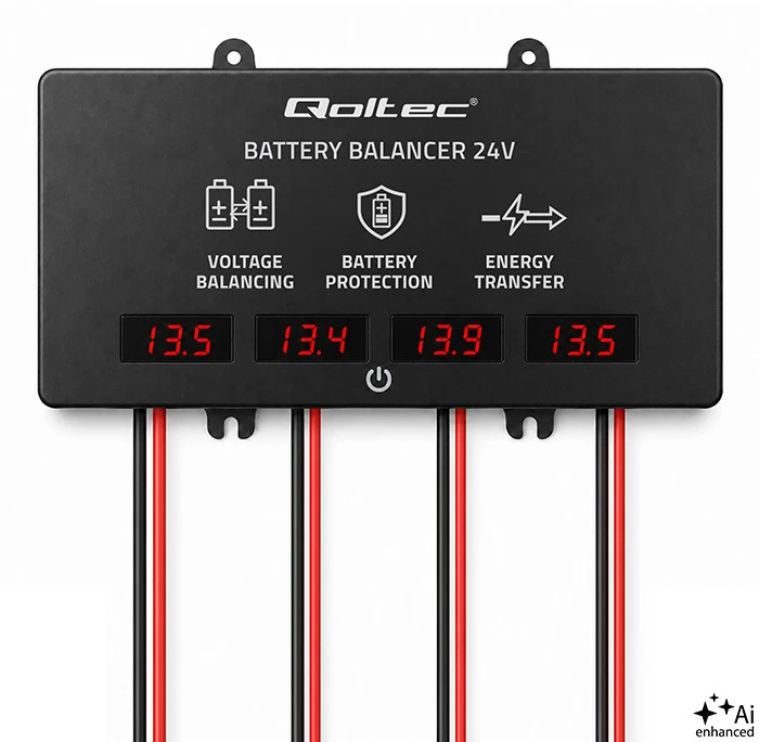 Qoltec Balanser napięcia 48V do akumulatorów 4 x 12V | 10A | AGM GEL LiFePO4 | LED
