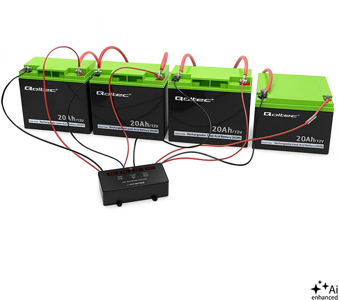 Qoltec Balanser napięcia 48V do akumulatorów 4 x 12V | 10A | AGM GEL LiFePO4 | LED