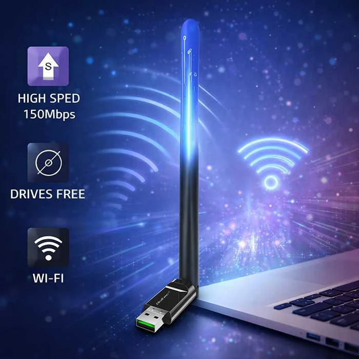 Qoltec belaidis adapteris Wi-Fi USB su antena, 57001