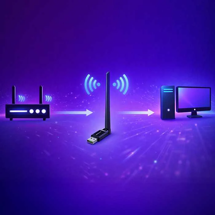 Qoltec belaidis adapteris Wi-Fi USB su antena, 57001