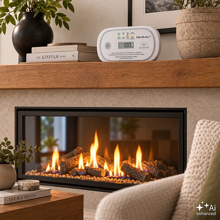 Qoltec Certyfikowany belaidis Czujnik tlenku węgla (czadu) | detektor CO | żywotność sensora 10 lat | alarm 85dB | LCD | Diody LED