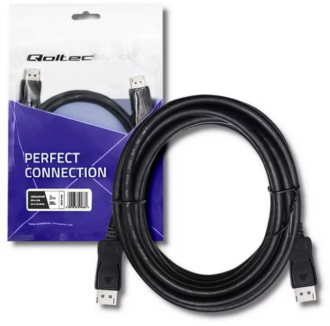 Qoltec DisplayPort laidas 3m, susuktas