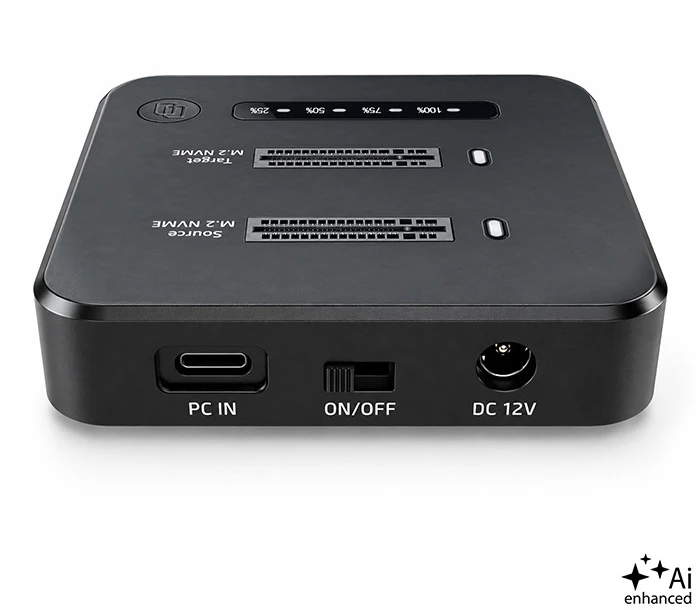 Qoltec Doko stotelė dysków SSD M.2 NVMe | PCIe | DUAL 2 x 8TB | USB-C 3.2 | 10Gb/s | klonowanie offline