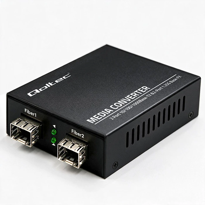 Šakotuvas Qoltec Dwukierunkowy Media Konwerter SWITCH Ethernet 2x RJ45 2x SFP| 1000Mb/s | 5V