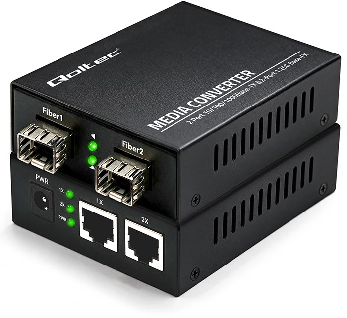 Šakotuvas Qoltec Dwukierunkowy Media Konwerter SWITCH Ethernet 2x RJ45 2x SFP| 1000Mb/s | 5V