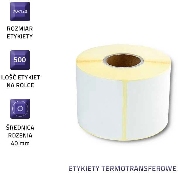 Qoltec terminiai lipdukai 70 x 120 mm 500 vnt