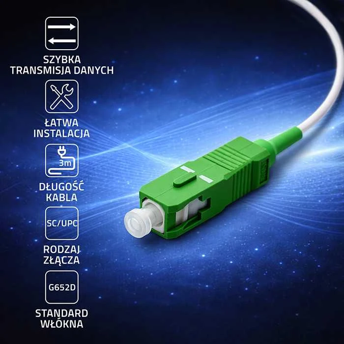 Qoltec optinio pluošto pigtail SC/UPC 9/125 3m