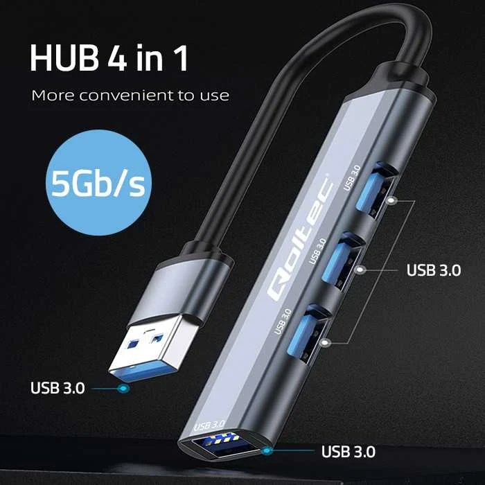 Qoltec USB 3.0 šakotuvas su 4 prievadais