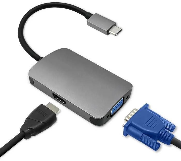 Qoltec USB adapteris Type C male / HDMI Female | VGA Moteris