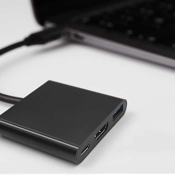 QOLTEC 50430 Qoltec Adapteris USB 3.1 typC Male / HDMI AF + USB AF + USB 3.1 typC juodas