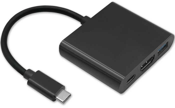 QOLTEC 50430 Qoltec Adapteris USB 3.1 typC Male / HDMI AF + USB AF + USB 3.1 typC juodas