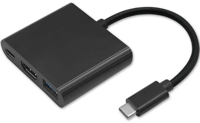 QOLTEC 50430 Qoltec Adapteris USB 3.1 typC Male / HDMI AF + USB AF + USB 3.1 typC juodas