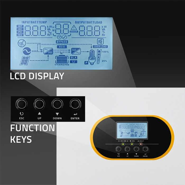 Qoltec Hybrid Off-Grid saulės keitiklis 3,5kVA| 3,5 kW | 100A | MPPT | LCD | BMS | Sine