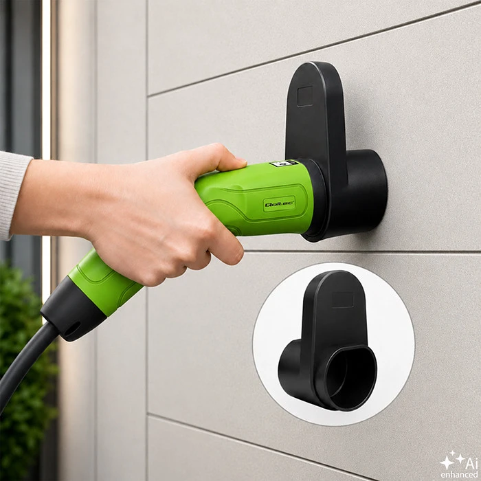 Qoltec Įkroviklis automobiliui elektrycznego EV i hybryd su regulacją 2w1 Typ2 | 3.5kW | 230V | SCHUKO 16A | Wi-Fi | Tuya | Smart life | LCD | 5m