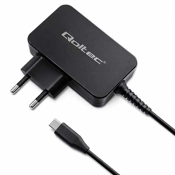 Įkroviklis - Qoltec 52386 GaN POWER PRO | 1xUSB-C | 65W | 5-20V | 3-3.25A | Juodas