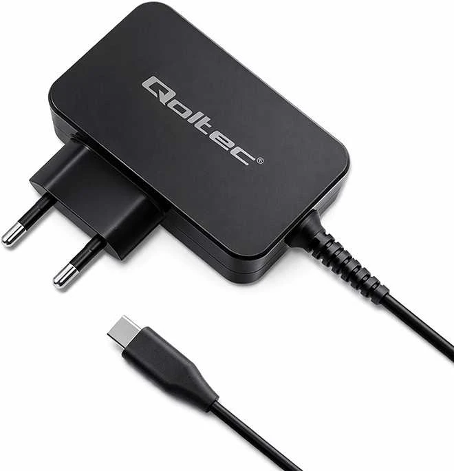 Išorinis Įkroviklis - Qoltec 52385 GaN POWER PRO - 1xUSB-C - 45W Juoda