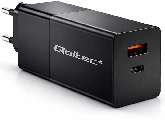 Įkroviklis - Qoltec 52382 GaN 100W PD USB Type-C ir A Juodas