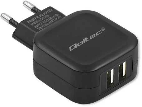 QOLTEC 50185 kintamosios srovės adapteris 12W 5V 2,4A 2xUSB