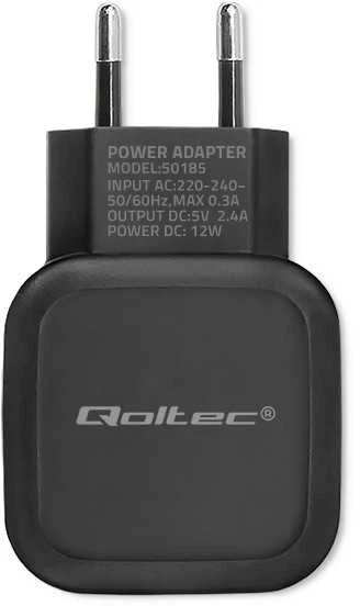 QOLTEC 50185 kintamosios srovės adapteris 12W 5V 2,4A 2xUSB