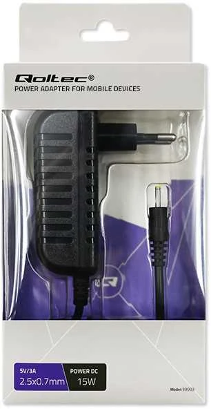 QOLTEC 50003 Qoltec kintamosios srovės adapteris 15W 5V 3A 2,5 0,7