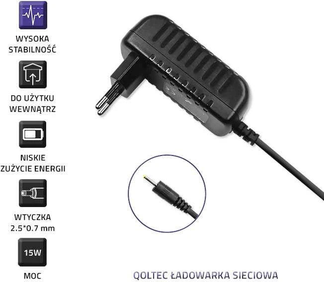 QOLTEC 50003 Qoltec kintamosios srovės adapteris 15W 5V 3A 2,5 0,7