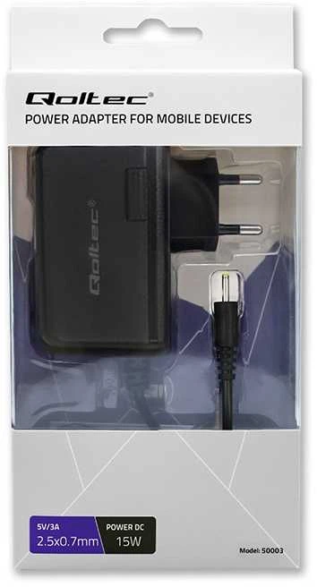 QOLTEC 50003 Qoltec kintamosios srovės adapteris 15W 5V 3A 2,5 0,7