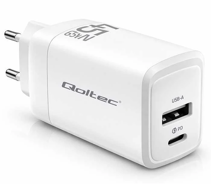 Qoltec įkroviklis su USB-A ir USB-C jungtimis