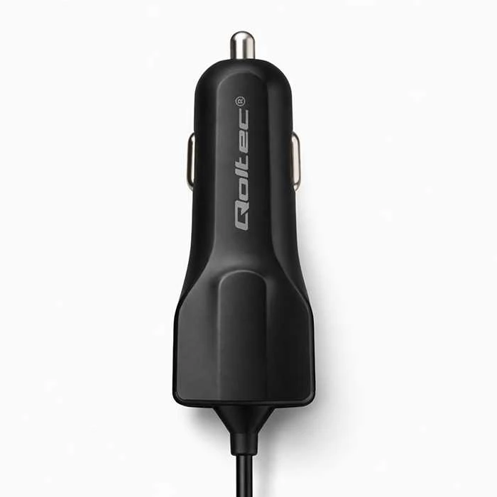 QOLTEC 50143 Automobilinis įkroviklis 12V-24V 5V/3.4A USB + mikro USB