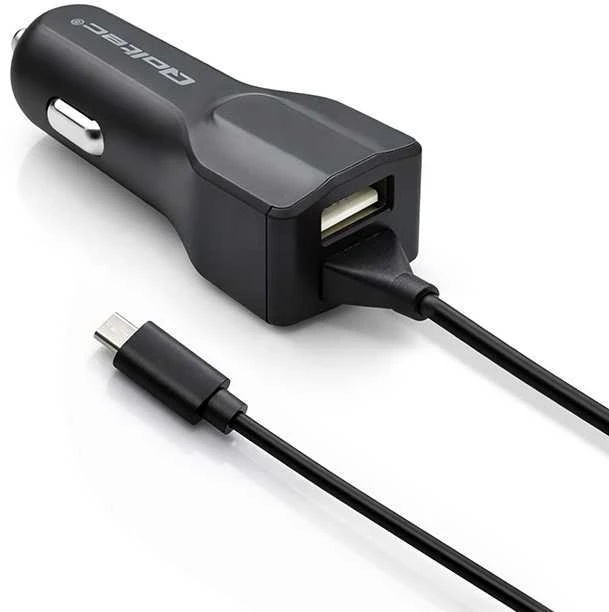 QOLTEC 50143 Automobilinis įkroviklis 12V-24V 5V/3.4A USB + mikro USB