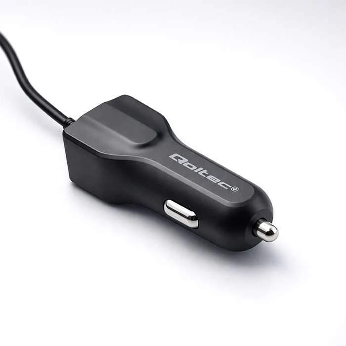 QOLTEC 50143 Automobilinis įkroviklis 12V-24V 5V/3.4A USB + mikro USB