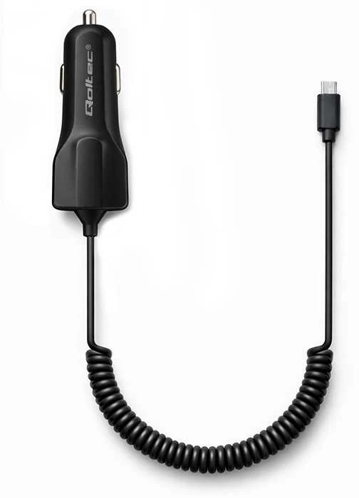 QOLTEC 50143 Automobilinis įkroviklis 12V-24V 5V/3.4A USB + mikro USB