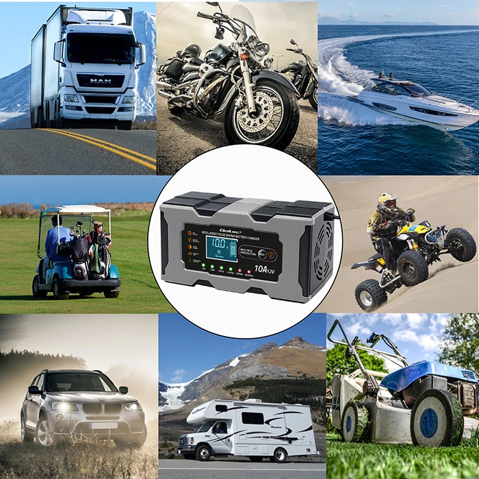 Qoltec Inteligentna mikroprocesorinis kroviklis 12V 10A | Prostownik su funkcija naprawy do akumulatora AGM GEL LiFePO4