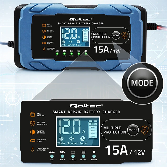 Qoltec mikroprocesorinė 12V 15A įkroviklio stotelė