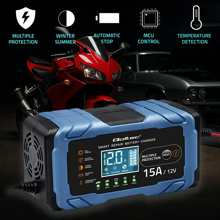 Qoltec mikroprocesorinė 12V 15A įkroviklio stotelė
